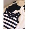 image:imageGirls 3 Piece Striped Sleeveless Shirt Scoop Neck Basic Tank Tops Casual UndershirtsBlack and White