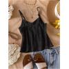 image:imageGirls Boho Bowknot Hollow Out Camisole Tops Spaghetti Strap V Neck Babydoll Crop TopBlack