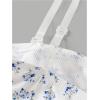 image:imageGirls Ditsy Floral Strapless Tube Top Cute Sleeveless Ruched Ribbed Bandeau TopsBlue