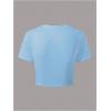 image:imageGirls Floral Hibiscus Graphic Tees Y2K Short Sleeve Crew Neck Casual Summer Tight ShirtBlue