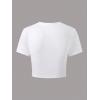 image:imageGirls Floral Hibiscus Graphic Tees Y2K Short Sleeve Crew Neck Casual Summer Tight ShirtWhite