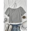 image:imageGirls Graphic Tees Off The Shoulder Tops Short Sleeve Jersey Shirts Y2K Crop TopsGrey