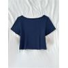 image:imageGirls Graphic Tees Off The Shoulder Tops Short Sleeve Jersey Shirts Y2K Crop TopsRoyal Blue