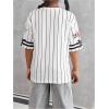 image:imageGirls Jersey Shirts Letter Striped Graphic Tees Crewneck Y2K Tops Football Jersey StreetwearWhite