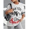 image:imageGirls Jersey Shirts Letter Striped Graphic Tees Crewneck Y2K Tops Football Jersey StreetwearWhite