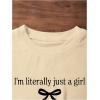 image:imageGirls Letter Bow Graphic Tees Short Sleeve Crewneck Cute Shirts for Teen Girls TrendyBlack Apricot