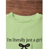 image:imageGirls Letter Bow Graphic Tees Short Sleeve Crewneck Cute Shirts for Teen Girls TrendyBlack and Green