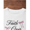 image:imageGirls Letter Bow Graphic Tees Short Sleeve Crewneck Cute Shirts for Teen Girls TrendyBlack and White