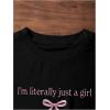 image:imageGirls Letter Bow Graphic Tees Short Sleeve Crewneck Cute Shirts for Teen Girls TrendyBow Knot Black