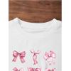 image:imageGirls Letter Bow Graphic Tees Short Sleeve Crewneck Cute Shirts for Teen Girls TrendyBow Print White