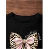 image:imageGirls Letter Bow Graphic Tees Short Sleeve Crewneck Cute Shirts for Teen Girls TrendyCheetah Black