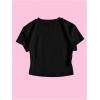 image:imageGirls Letter Bow Graphic Tees Short Sleeve Crewneck Cute Shirts for Teen Girls TrendyCheetah Black