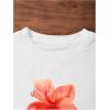 image:imageGirls Letter Bow Graphic Tees Short Sleeve Crewneck Cute Shirts for Teen Girls TrendyFloral Print White