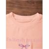 image:imageGirls Letter Bow Graphic Tees Short Sleeve Crewneck Cute Shirts for Teen Girls TrendyPink