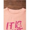 image:imageGirls Letter Bow Graphic Tees Short Sleeve Crewneck Cute Shirts for Teen Girls TrendyPrint Pink