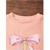 image:imageGirls Letter Bow Graphic Tees Short Sleeve Crewneck Cute Shirts for Teen Girls TrendySoft Pink