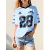 image:imageGirls Oversized Tshirts Number Graphic Jersey Shirts V Neck Short Sleeve Sports Tee Tops StreetwearLight Blue