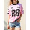 image:imageGirls Oversized Tshirts Number Graphic Jersey Shirts V Neck Short Sleeve Sports Tee Tops StreetwearPink