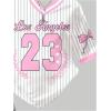 image:imageGirls Oversized Tshirts Number Graphic Jersey Shirts V Neck Short Sleeve Sports Tee Tops StreetwearPink and White