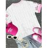 image:imageGirls Oversized Tshirts Number Graphic Jersey Shirts V Neck Short Sleeve Sports Tee Tops StreetwearPink and White