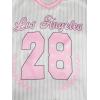 image:imageGirls Oversized Tshirts Number Graphic Jersey Shirts V Neck Short Sleeve Sports Tee Tops StreetwearWhite and Pink