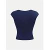 image:imageGirls Ruched Cap Sleeve Tops Sweetheart Neck Slim Fit Cropped T Shirts Cute Summer ClothesBlue