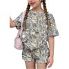 image:imageGirls 2 Piece Summer Outfits Short Sleeve Camo T Shirt and Mini Shorts Clothing Set TracksuitSolid Green