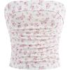 image:imageGirls Ditsy Floral Strapless Tube Top Cute Sleeveless Ruched Ribbed Bandeau TopsFloral Pink