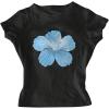 image:imageGirls Floral Hibiscus Graphic Tees Y2K Short Sleeve Crew Neck Casual Summer Tight ShirtBlack