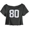 image:imageGirls Graphic Tees Off The Shoulder Tops Short Sleeve Jersey Shirts Y2K Crop TopsDark Grey