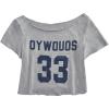 image:imageGirls Graphic Tees Off The Shoulder Tops Short Sleeve Jersey Shirts Y2K Crop TopsDeep Blue Grey
