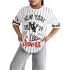 image:imageGirls Jersey Shirts Letter Striped Graphic Tees Crewneck Y2K Tops Football Jersey StreetwearWhite