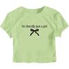 image:imageGirls Letter Bow Graphic Tees Short Sleeve Crewneck Cute Shirts for Teen Girls TrendyBlack and Green