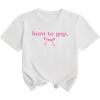 image:imageGirls Letter Bow Graphic Tees Short Sleeve Crewneck Cute Shirts for Teen Girls TrendyPink Bowknot White