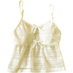 image:imageGirls Boho Bowknot Hollow Out Camisole Tops Spaghetti Strap V Neck Babydoll Crop TopApricot