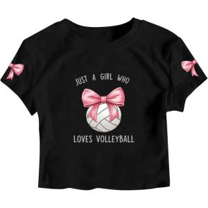 image:imageGirls Letter Bow Graphic Tees Short Sleeve Crewneck Cute Shirts for Teen Girls TrendyGraphic Black