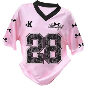image:imageGirls Oversized Tshirts Number Graphic Jersey Shirts V Neck Short Sleeve Sports Tee Tops StreetwearPink