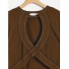 image:imageGirls 2 Packs Open Back Backless Tops Criss Cross Short Sleeve T Shirts Crewneck Casual TeesBeige and Brown