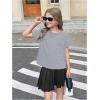 image:imageGirls 2 Packs Open Back Backless Tops Criss Cross Short Sleeve T Shirts Crewneck Casual TeesBeige and Grey