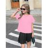 image:imageGirls 2 Packs Open Back Backless Tops Criss Cross Short Sleeve T Shirts Crewneck Casual TeesBeige and Pink