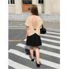 image:imageGirls 2 Packs Open Back Backless Tops Criss Cross Short Sleeve T Shirts Crewneck Casual TeesBeige and Pink