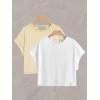 image:imageGirls 2 Packs Open Back Backless Tops Criss Cross Short Sleeve T Shirts Crewneck Casual TeesBeige and White