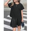image:imageGirls 2 Packs Open Back Backless Tops Criss Cross Short Sleeve T Shirts Crewneck Casual TeesBlack White