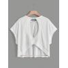 image:imageGirls 2 Packs Open Back Backless Tops Criss Cross Short Sleeve T Shirts Crewneck Casual TeesBlack White