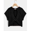 image:imageGirls 2 Packs Open Back Backless Tops Criss Cross Short Sleeve T Shirts Crewneck Casual TeesBlack White