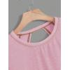 image:imageGirls 2 Packs Open Back Backless Tops Criss Cross Short Sleeve T Shirts Crewneck Casual TeesBlack and Pink