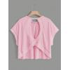 image:imageGirls 2 Packs Open Back Backless Tops Criss Cross Short Sleeve T Shirts Crewneck Casual TeesBlack and Pink