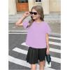 image:imageGirls 2 Packs Open Back Backless Tops Criss Cross Short Sleeve T Shirts Crewneck Casual TeesGrey and Purple
