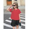 image:imageGirls 2 Packs Open Back Backless Tops Criss Cross Short Sleeve T Shirts Crewneck Casual TeesGrey and Red