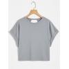 image:imageGirls 2 Packs Open Back Backless Tops Criss Cross Short Sleeve T Shirts Crewneck Casual TeesGrey and White